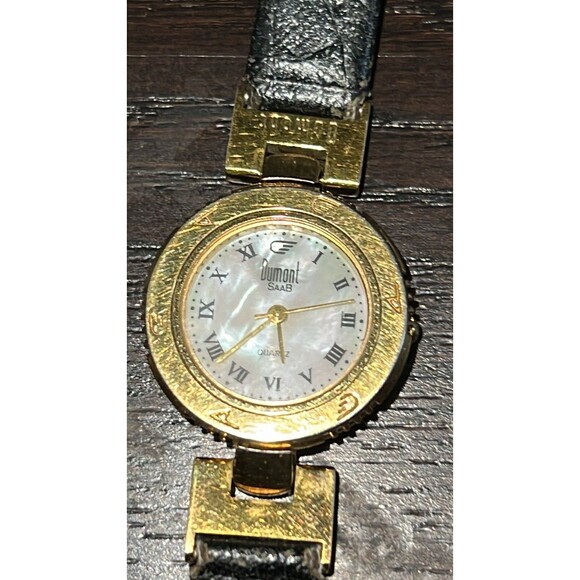 Dumont Saab Watch Gold Stainless Steel  Water Resist Beige Quartz DR 28057 - Picture 6 of 16